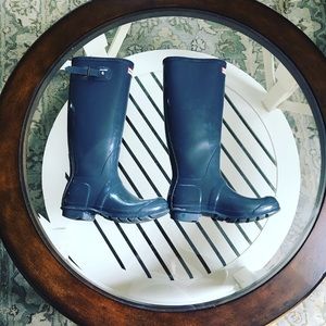 Tall Gray Glossy Hunter Boots